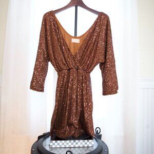 Club L London Espresso Brown Sequin Formal Dress Petite